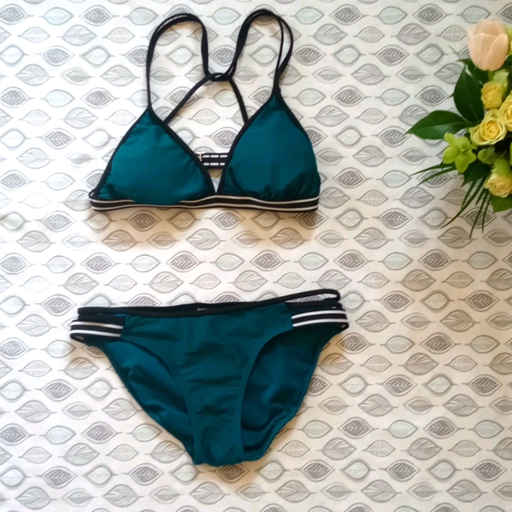New Metallic blue green Bikini, size S. Super cute